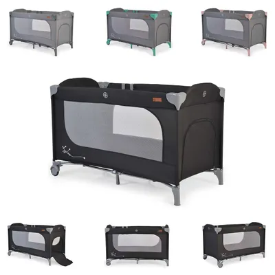 Produktbild von Cangaroo Reisebett Skyglow Laufstall 2 Räder mit Bremsen Matratze Seiteneingang schwarz
