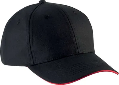 Produktbild von K-Up Uni Kappe Sandwich Peak Cap Basecap Panel Cap Schirm Mütze Hut, Größe:U, Farbe:Black/Red