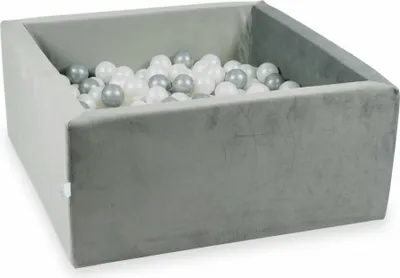 Produktbild von Bällebad 90x90x40 samtgrau – Mit 400 Bällen / Perle, Silber