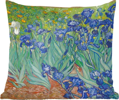 Produktbild von MuchoWow® Zierkissen Sofakissen Wohnzimmer Dekokissen 60x60 cm Schwertlilien - Vincent van Gogh - Sitzfläche - Foto Polster