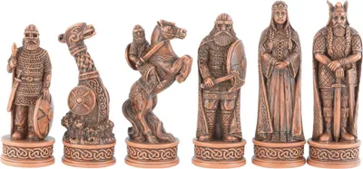 Produktbild von Hochwertiges figuren Set 32 Stück handbemalt bis 80mm Schachspiel