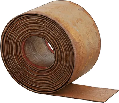 Zdjęcie produktu dla Relaxdays Obramowanie trawnika, 5 m x 15 cm, metalowe, efekt rdzy, w rolce, elastyczne obramowanie rabat, obramowanie do rabat i trawników, brązowe