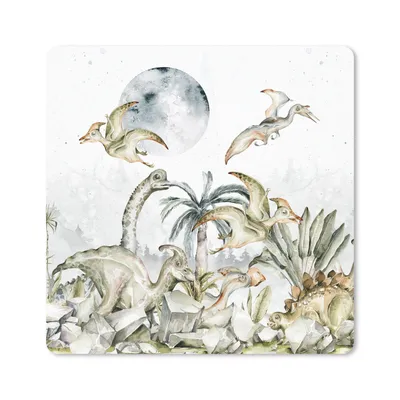 Produktbild von MuchoWow® Mauspad Mousepad Dinosaurier - Kinder - Dschungel - Grün - Tiere - Natur 30x30 cm - Mousepads - Maus Mat - Pad - Mausunterlage - Gaming