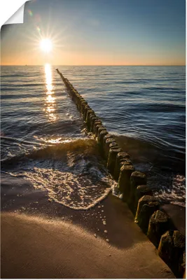 Produktbild von ARTland Poster Buhnen und Sonnenuntergang Ostsee Größe: 60x90 cm