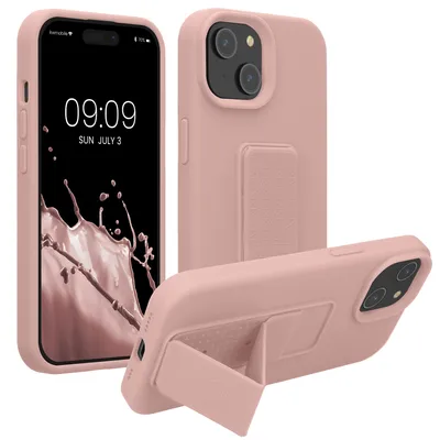 Produktbild von kwmobile Handyhülle für Apple iPhone 15 Hülle - TPU Silikon Case mit Fingerhalter und Stand - Schutzhülle Cover in Altrosa