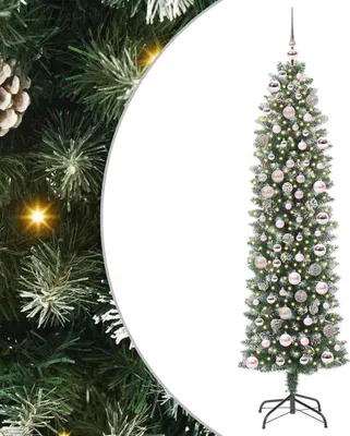 Image de Maison Exclusive - Sapin de Noël artificiel élancé, vert et blanc, 180 cm