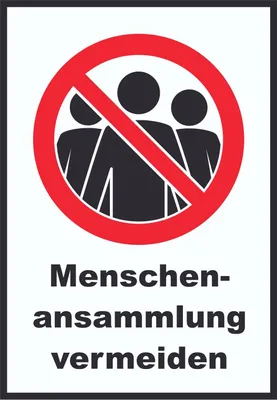 Produktbild von Menschenansammlung vermeiden Symbol und Text Schild A5 Rückseite selbstklebend