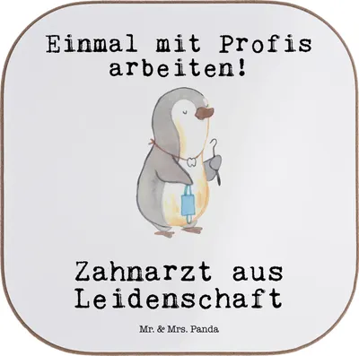 Produktbild von Mr. & Mrs. Panda Untersetzer für Gläser Zahnarzt Leidenschaft - Weiß - Geschenk, gläseruntersetzer, Tischschoner, Tassen, Glas, Coaster