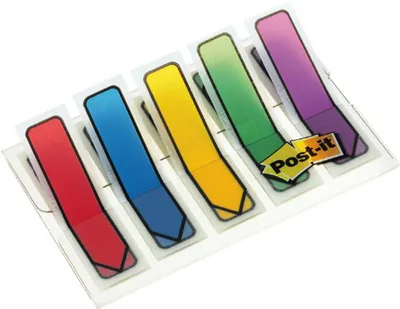 Zdjęcie produktu dla Post-it 684ARR1 – samoprzylepne zakładki indeksowe w kształcie strzałek, 11,9 x 43,2 mm, 5 kolorów