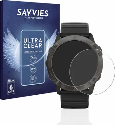 Produktbild von 6x Für Garmin Fenix 6X Pro Schutzfolie Savvies Displayschutz Display Schutz Folie Klar Transparent