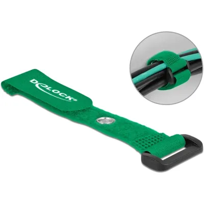 Produktbild von DeLOCK Klett-Kabelbinder mit Schlaufe und Befestigungsöse L 150 x B 20 mm grün 5 Stück, Kabelbinder mit Klettverschluss, Grün, 150 mm, 20 mm, 5 Stück(e)