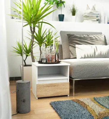 Produktbild von Nachttisch 40cm mit 1 Schublade Nachtschrank Beistelltisch Schlafzimmer Matt