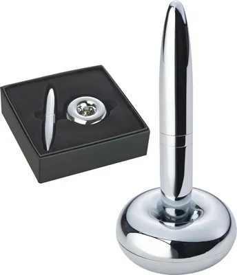 Produktbild von Kugelschreiber aus Metall / mit Ständer / verchromt