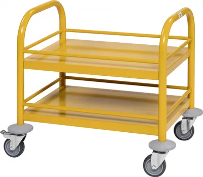Produktbild von Kongamek Mini-Servierwagen 530x375x550mm 2 Etagen pulverbeschichtet in Gelb mit Bremse