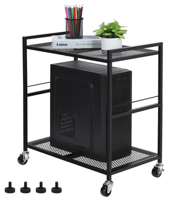 Produktbild von PC-Standfuß Computerständer Tower Ständer - Mobil mit Rollen - 2 Ebenen - Schwarz - Tragkraft 40 lbs