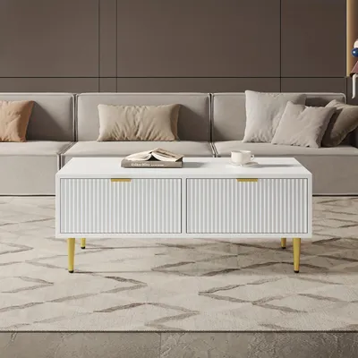 Productafbeelding van Koffietafel - modern wit metaal met gouden accenten en 2 l