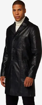 Produktbild von Herren Ledermantel Kurzmantel Gehrock Ricano SAFARI – schwarz / M