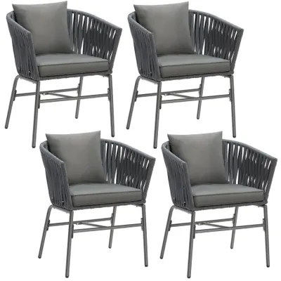 Image de Ensemble de chaises VALEIRAS effet corde tressée - Lot de 4
