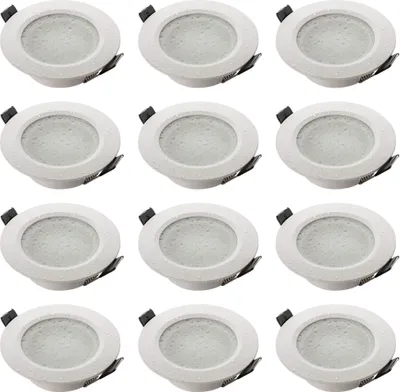 Produktbild von 12x Einbaurahmen Bad IP44 Alu weiß LED Decken Strahler inkl GU10 Fassung SEBSON