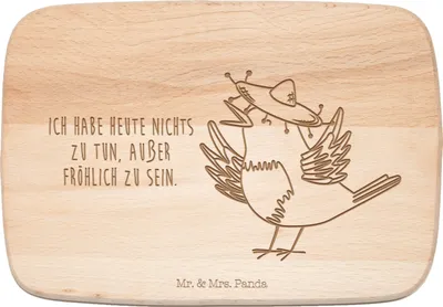 Produktbild von Mr. & Mrs. Panda Frühstücksbrett Rabe Sombrero - Transparent - Geschenk, Frühstücksbrettchen, Elster, schneidbrett, Vogel, Froh, Spruch Positiv, Lustige Sprüche, Vögel
