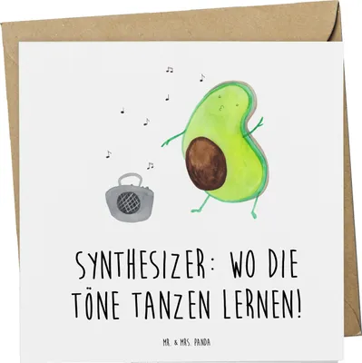 Produktbild von Mr. & Mrs. Panda Glückwunschkarte Synthesizer Tanz - Weiß - Geschenk, Musik, Klänge, Grußkarte, Klappkarte, Töne, Tanzen, Musiker, anlasskarte, Instrument, doppelkarte