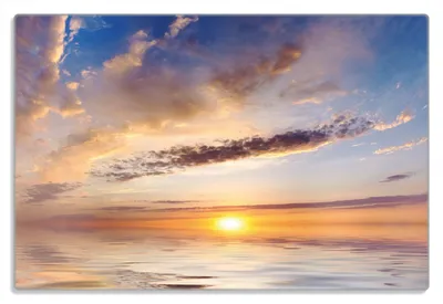 Produktbild von Wallario Frühstücksbrettchen aus Glas 20 x 30 cm mit rutschfesten Füßen, Motiv Sonnenuntergang über dem Wasser