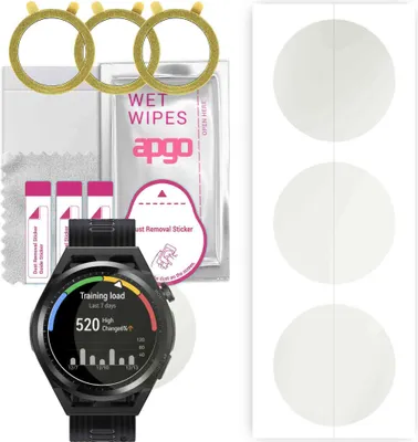 Produktbild von apgo 3 Stück Schutzfolie, Matt, kompatibel mit Huawei Watch GT Runner Smartwatch, Hydrogel Displayschutzfolie mit Positionierhilfe, Displayfolie, robust und kratzfest