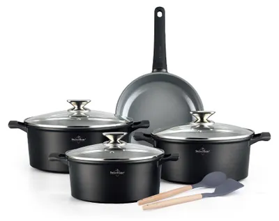 Produktbild von Swiss Haus SAPPHIRE Kochgeschirr-Set Schwarz, 9-teilig, induktionsgeeignet