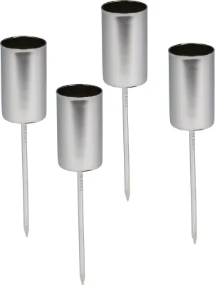 Produktbild von Stabkerzen Pick 4er Set - silber - Kerzen Stecker für Advents und Weihnachts Gesteck - Kerzenpick für Tafelkerzen