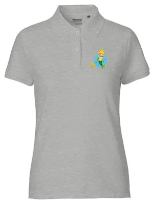 Produktbild von Huuraa Damen Polo Shirt Wassermann Fabelwesen XS Sport Grey Bio Baumwolle Fairtrade Poloshirt Geschenkidee