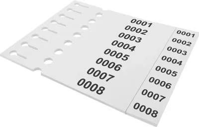 Produktbild von CombiCraft Schlaufenetiketten mit Nummerierung 0001-1000 und Abrißstreifen 250x25 mm - 1000 Stück