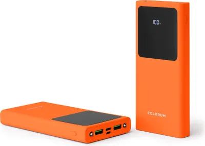 Produktbild von COLORUM Power Bank iPhone,iPad, Samsung, Xiaomi 10 000 mAh USB-C, microUSB, mit 2 Outputs, Schnelles Laden, Funktion der Taschenlampe CPB10-10 Orange