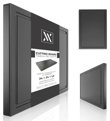Zdjęcie produktu dla Deska do krojenia do kuchni z rowkiem i antypoślizgowymi podkładkami – VINAK PE-HD, wymiary 340x240x15 mm