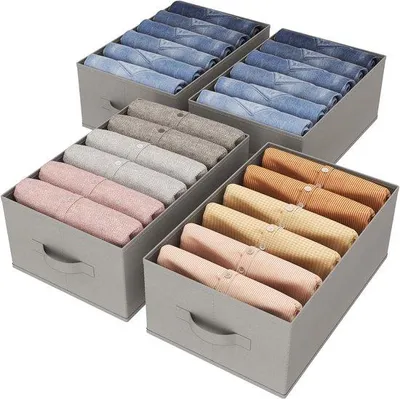 Produktbild von Famanu Organizer Set für Hosen - Faltbare Kleideraufbewahrung mit 6 Fächern, 42x27x17 cm