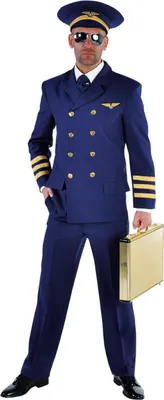 Produktbild von M208204-M blau Herren Piloten Kostüm Uniform Flugkapitän Gr.M=52