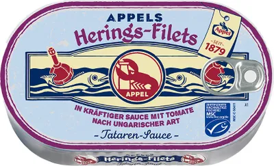 Produktbild von Appel MSC Heringsfilets in Tataren Sauce mit Tomate Dose 200g