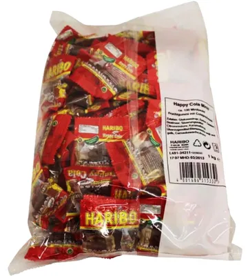 Obrázek produktu pro Haribo Happy Cola Minibeutel Fruchtgummi Cola Flaschen 1000g