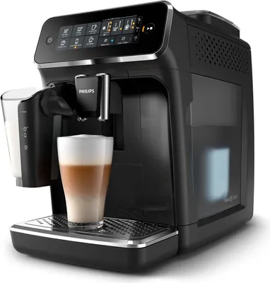 Produktbild von Philips Kaffeevollautomat 3200 Series, 5 Kaffeespezialitäten, LatteGo Milchsystem, Touchdisplay, Schwarz (EP3241/50)