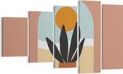 Produktbild von Bild auf Leinwand - Leinwandbild - 5 Teile - Minimalistisch Fenster Blume - 100x60cm - Wand Bild - Wanddeko - Wandbilder - Leinwanddruck - Bilder - Wanddekoration - Leinwand bilder - EG100x60-4473