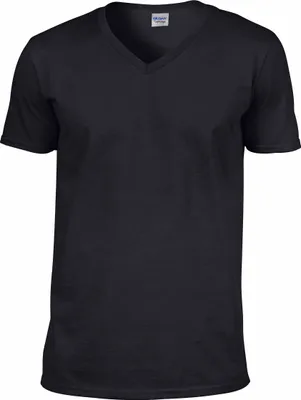 Immagine prodotto di T-shirt Gildan soft style da uomo, scollo a V, manica corta BC490 (XL) (Nero)