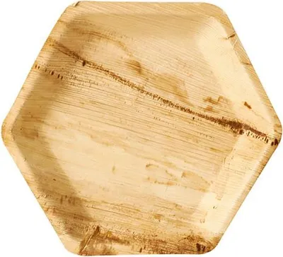 Produktbild von 100 Papstar Teller, Palmblatt pure 6-eckig 23,5 cm x 3 cm 85512