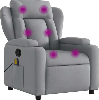 Image de vidaXL Fauteuil relax de massage, tissu gris clair