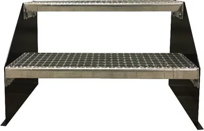 Produktbild von 2 stufige freistehende Stahltreppe Standtreppe Breite 70cm / Geschosshöhe 42cm Schwarz