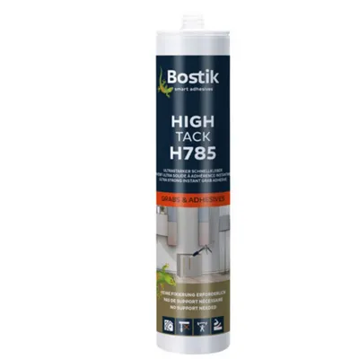 A product shot of a tube of Bostik High Tack H785 adhesive.