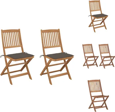 Image de vidaXL Chaises de jardin pliantes 2 pcs. avec coussin en bois massif d'acacia - Chaises de jardin