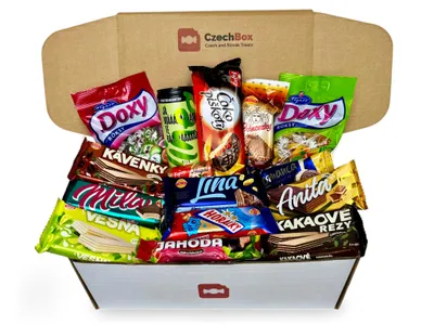 Produktbild von CzechBox Slovakia - Leckere Box mit 15 sorgfältig ausgewählten slowakischen Snacks und Süßigkeiten.