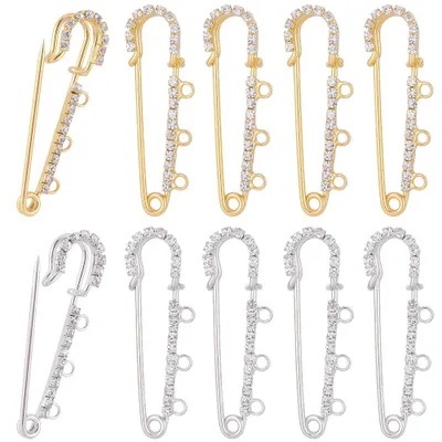 Sicherheitsnadel-Brosche 16 Stk. 3 Löcher Gold/Silber DIY