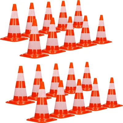Produktbild von ECD Nemecko 20 dopravných kužeľov 47 cm, oranžovo-biele, dopravné kužele s 2 reflexnými pruhmi, stohovateľné a flexibilné