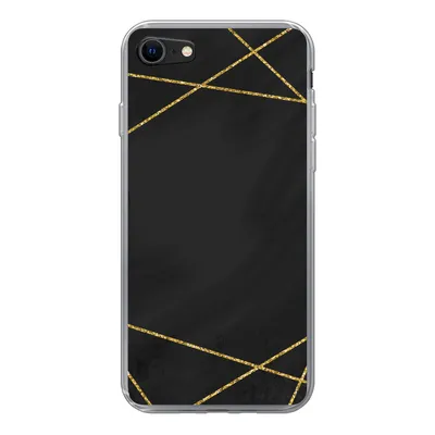 Produktbild von MuchoWow® Handyhülle Schutzhülle Hülle für iPhone 8 Geometrisches Muster aus goldenen Linien auf schwarzem Hintergrund Silikon Softcase Handy Hülle - Schutzhaube