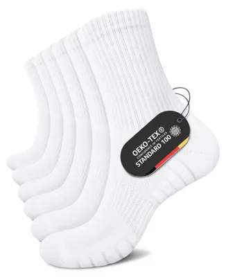 Produktbild von FALARY Socken Herren 47-49 Weiß Warm Wandersocken Tennissocken Sportsocken Laufsocken Herren Damen Wintersocken Frotteesocken Herrensocken Baumwollsocken Funktionssocken 6 Paar für Outdoor Running – 6